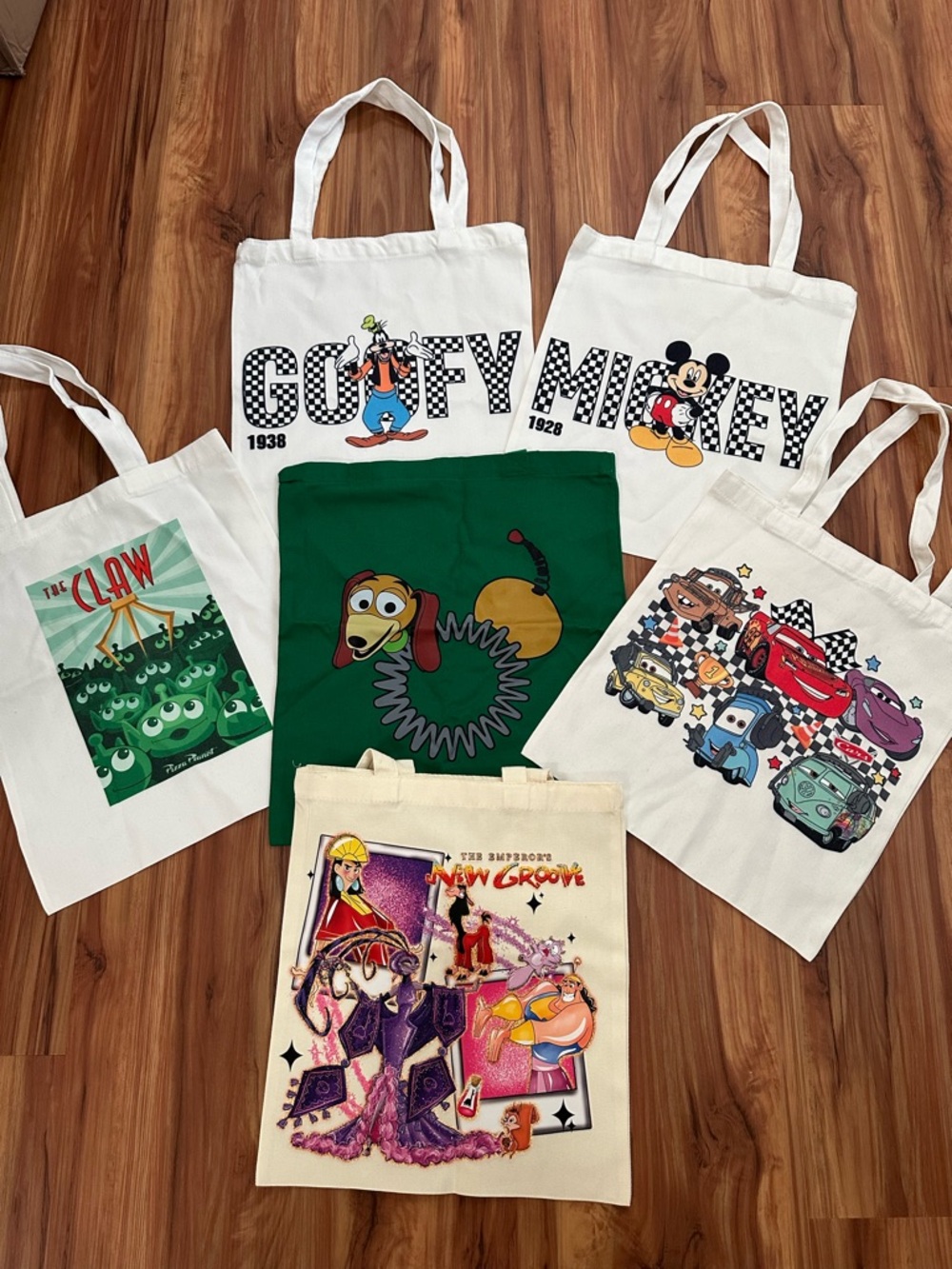 New Disney Pixar Mickey Mouse Toy Story Cars handmade canvas tote bundle